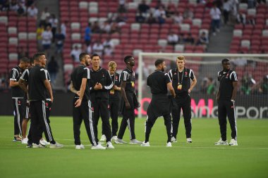 Kallang, Singapur - 21 Temmuz 2019: Juventus 'un oyuncusu, Juventus ve Spur arasında Singapur' daki ulusal stadyumda 2019 yılındaki eylemde.