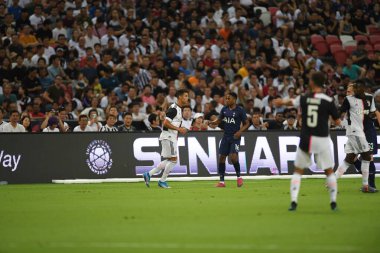 Kallang, Singapur - 21 Temmuz 2019: Juventus 'un oyuncusu Cristiano Ronaldo, Juventus ve Spurs arasında Singapur' daki ulusal stadyumda 2019 yılındaki eylemde.   