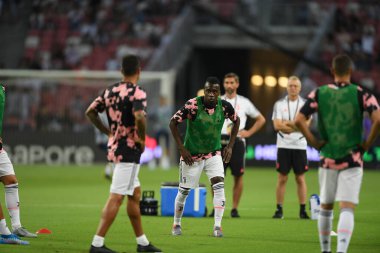 Kallang, Singapur - 21 Temmuz 2019: Singapur 'da Juventus ve Tottenham Hotspur arasında oynanan 2019 tarihli futbol maçı