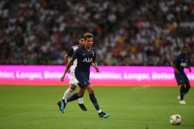 Kallang, Singapur - 21 Temmuz 2019: Dele Alli # 20 Tottenham hotspur oyuncusu, Juventus ve Hotspur arasında Singapur 'daki ulusal stadyumda 2019 yılındaki eylemde