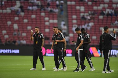 Kallang, Singapur - 21 Temmuz 2019: Juventus 'un oyuncusu, Juventus ve Spur arasında Singapur' daki ulusal stadyumda 2019 yılındaki eylemde.