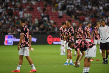 Kallang, Singapur - 21 Temmuz 2019: Juventus 'un oyuncusu, Juventus ve Spur arasında Singapur' daki ulusal stadyumda 2019 yılındaki eylemde.