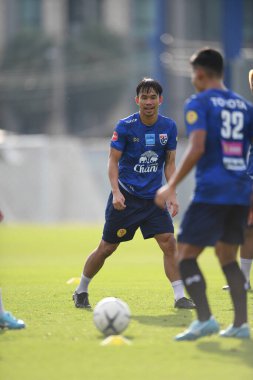 Bangkok, Tayland - 30 Mayıs 2019: Tayland 'daki Alp Kupası 2019 turnuvası öncesinde Sümanya Purisai oynuyordu.