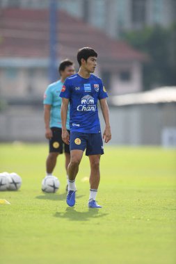Bangkok, Tayland - 30 Mayıs 2019: Tayland 'daki Alp Futbol Kampı' nda düzenlenen 2019 kral kupası turnuvası öncesinde Tayland 'ın Sarach Yooyen oyuncusu 