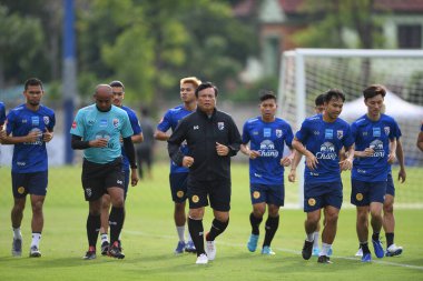 Bangkok, Tayland - 30 Mayıs 2019: Tayland 'daki Alp Kupası 2019 turnuvası öncesinde Tayland' ın oyuncuları
