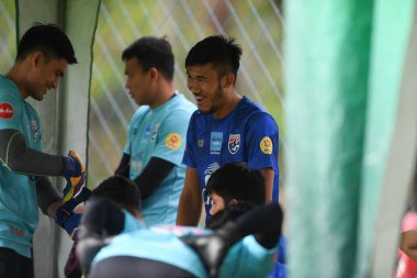 Bangkok, Tayland - 30 Mayıs 2019: Tayland 'daki Alp Futbol Kampı' nda düzenlenen 2019 kral kupası turnuvası öncesinde Tayland 'ın sanatçı Budjinda oyuncusu