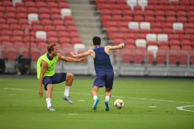Kallang-singapore-19jul2019-Heung-Min Son player of tottenham hotspur in action during official training before icc2019 at national stadium,singapore