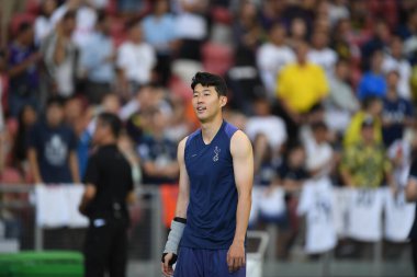 Kallang-singapore-19jul2019-Heung-Min Song player of tottenham hotspur in action during official training before icc2019 at national stadium,singapore