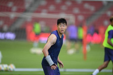 Kallang-singapore-19jul2019-Heung-Min Son player of tottenham hotspur in action during official training before icc2019 at national stadium,singapore