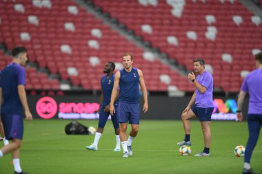 Kallang-singapore-19jul2019:Harry kane player of tottenham hotspur in action during press conference before icc2019 at national stadium,singapore