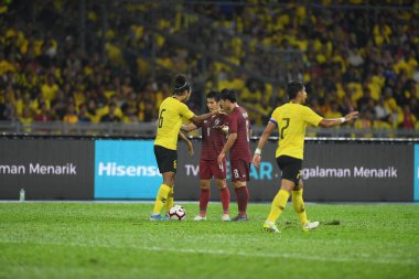 Kuala lumphur-Malezya-14 Kasım 2019: FIFA Dünya Kupası Katarı sırasında Malezya 'ya karşı Bukit Jalil, Malezya' da oynayan oyuncu