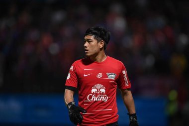 Bangkok- Thailand-13 Jul 2019:Kampol prathomauttakul player of chonburi fc in action during thaileague match between port fc against Chonburi fc at pat stadium, Thailand