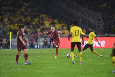 Kuala lumphur-Malezya-14Nov2019: Mauel tom bihr # 14 Tayland Oyuncusu Fifa Dünya Kupası Katarı 2022 'de Malezya' ya karşı Bukit Jalil, Malezya