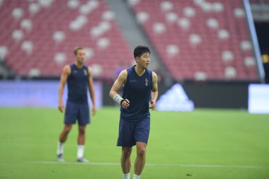 Kallang-singapore-19jul2019-Heung-Min Son player of tottenham hotspur in action during official training before icc2019 at national stadium,singapore
