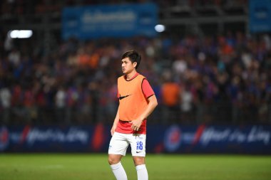 Bangkok-Thailand-13Jul2019:Nattapong paypat player of chonburi fc in action during thaileague match between port fc against chonburi fc at pat stadium,thailand