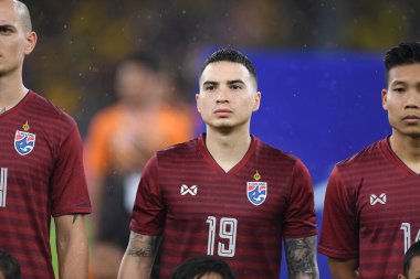 Kuala lumphur-Malezya - 14 Kasım 2019: Tristan 19 Tayland Oyuncusu FIFA Dünya Kupası Katarı 2022 'de Malezya' ya karşı Bukit Jalil, Malezya