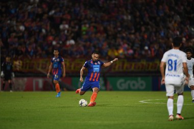 Bangkok-Thailand-13Jul2019:Pakorn prempak player of port fc in action during thaileague match between port fc against chonburi fc at pat stadium,thailand