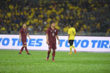 Kuala lumphur-Malezya-14 Kasım 2019: Chanathip Songkasin 18 Tayland Oyuncusu FIFA Dünya Kupası Katarı 2022 'de Malezya' ya karşı Malezya, Malezya 'da oynuyordu