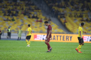 Kuala lumphur-Malezya-14 Kasım 2019: Teerasil Dangda 10 Tayland Oyuncusu FIFA Dünya Kupası Katarı 2022 'de Malezya' ya karşı Bukit Jalil, Malezya