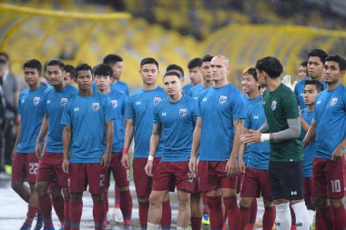 Kuala lumphur-Malezya-14 Kasım 2019: FIFA Dünya Kupası Katarı sırasında Malezya 'ya karşı Bukit Jalil, Malezya' da oynayan oyuncu