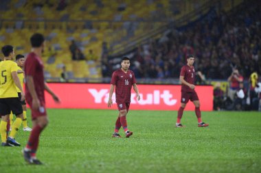 Kuala lumphur-Malezya-14 Kasım 2019: Phitiwat Sukjitthammakul 16 Tayland Oyuncusu FIFA Dünya Kupası Katarı 2022 'de Malezya' ya karşı Bukit Jalil, Malezya