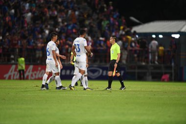 Bangkok-Thailand-13 Jul 2019: Apichit nopuen assistant referee in action during thaileague match between port fc against Chonburi fc at pat stadium, Thailand