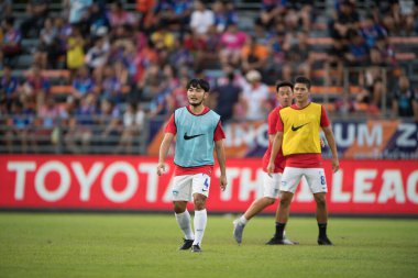 Bangkok-Thailand-13Jul2019:Teerapong deehamhea player of chonburi fc in action during thaileague match between port fc against chonburi fc at pat stadium,thailand