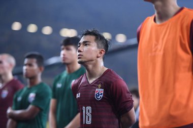 Kuala lumphur-Malezya-14 Kasım 2019: Chanathip Songkasin 18 Tayland Oyuncusu FIFA Dünya Kupası Katarı 2022 'de Malezya' ya karşı Malezya, Malezya 'da oynuyordu