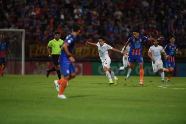 Bangkok-Thailand-13Jul2019:Panupong polsa player of chonburi fc in action during thaileague match between port fc against chonburi fc at pat stadium,thailand