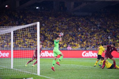 Kuala lumphur-Malezya-14 Kasım 2019: Muhammed Syafiq Ahmad 22 Malezya Oyuncusu Fifa Dünya Kupası Katarı 2022 'de Malezya' nın Bukit Jalil kentinde oynanan karşılaşmada