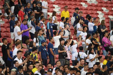 Kallang-singapore-19jul2019-Unidentified fan of tottenham hotspur in action during official training before icc2019 at national stadium,singapore