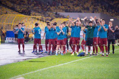 Kuala lumphur-Malezya-14 Kasım 2019: FIFA Dünya Kupası Katarı sırasında Malezya 'ya karşı Bukit Jalil, Malezya' da oynayan oyuncu