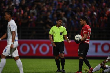 Bangkok-Thailand-13Jul2019:Witsavet Sangnakhon referee in action during thaileague match between port fc against chonburi fc at pat stadium,thailand