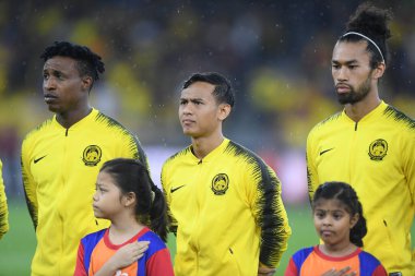 Kuala lumphur-Malezya-14Nov2019: Ne Azam Azih # 8 Malezya Oyuncusu Fifa Dünya Kupası Katarı 2022 'de Malezya' nın Bukit Jalil kentinde oynanan maçta