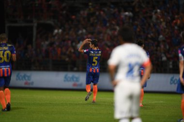 Bangkok-Thailand-13Jul2019:Sergio gustavo suarez arteaga player of port fc in action during thaileague match between port fc against chonburi fc at pat stadium,thailand