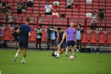 Kallang-singapore-19jul2019-Heung-Min Song player of tottenham hotspur in action during official training before icc2019 at national stadium,singapore
