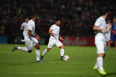 Bangkok-Thailand-13Jul2019:Kroekrit taweekarn player of chonburi fc in action during thaileague match between port fc against chonburi fc at pat stadium,thailand