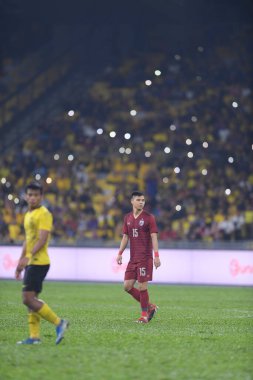 Kuala lumphur-Malezya-14Nov2019: Narubordin Weerawatnodom 15 Tayland Oyuncusu FIFA Dünya Kupası Katarı 2022 'de Malezya' ya karşı Malezya, Malezya 'da oynuyordu