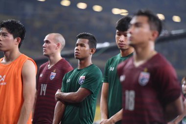 Kuala lumphur-Malezya-14 Kasım 2019: Sasaluk Haiprakone Tayland Oyuncusu FIFA Dünya Kupası Katarı 2022 'de Malezya' ya karşı Malezya, Malezya 'da oynuyordu