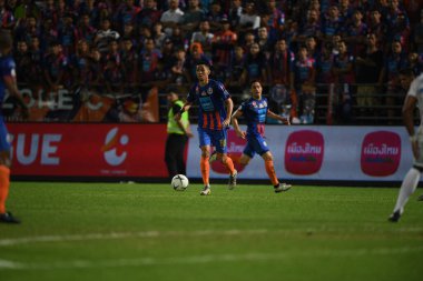 Bangkok-Thailand-13Jul2019:Bordin pala player of port fc in action during thaileague match between port fc against chonburi fc at pat stadium,thailand