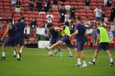 Kallang-singapore-19jul2019-Heung-Min Song player of tottenham hotspur in action during official training before icc2019 at national stadium,singapore