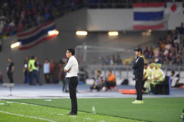 Kuala lumphur-Malezya-14Nov2019: Tan Cheng Hoe Malezya teknik direktörü Fifa Dünya Kupası Katarı 2022 'de Malezya' nın Bukit Jalil kentinde oynanan karşılaşmada