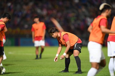 Bangkok-Thailand-13Jul2019:Worrawut sukuna player of chonburi fc in action during thaileague match between port fc against chonburi fc at pat stadium,thailand