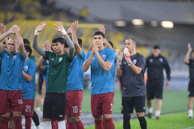 Kuala lumphur-Malezya-14 Kasım 2019: FIFA Dünya Kupası Katarı sırasında Malezya 'ya karşı Bukit Jalil, Malezya' da oynayan oyuncu