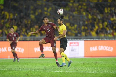 Kuala lumphur-Malezya-14 Kasım 2019: Teerasil Dangda 10 Tayland Oyuncusu FIFA Dünya Kupası Katarı 2022 'de Malezya' ya karşı Bukit Jalil, Malezya