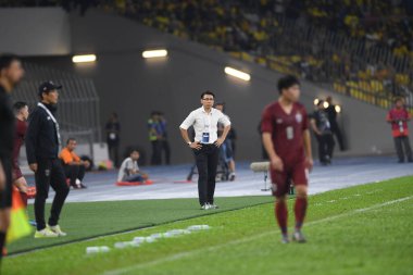 Kuala lumphur-Malezya-14Nov2019: Tan Cheng Hoe Malezya teknik direktörü Fifa Dünya Kupası Katarı 2022 'de Malezya' nın Bukit Jalil kentinde oynanan karşılaşmada