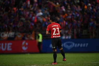 Bangkok- Thailand-13 Jul 2019:Kampol prathomauttakul player of chonburi fc in action during thaileague match between port fc against Chonburi fc at pat stadium, Thailand