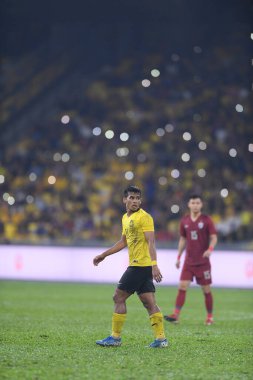 Kuala lumphur-Malezya-14 Kasım 2019: Muhd Safawi Rasid 11 Malezya Oyuncusu Fifa Dünya Kupası Katar 2022 'de Malezya' nın Bukit Jalil kentinde oynanan karşılaşmada