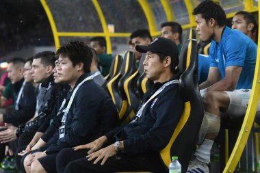 Kuala lumphur-Malezya 14 Kasım 2019: Akira Nishino FIFA Dünya Kupası Katar 2022 'de Malezya' ya karşı Malezya Buckit Jalil, Malezya