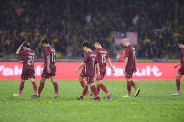 Kuala lumphur-Malezya-14 Kasım 2019: FIFA Dünya Kupası Katarı sırasında Malezya 'ya karşı Bukit Jalil, Malezya' da oynayan oyuncu